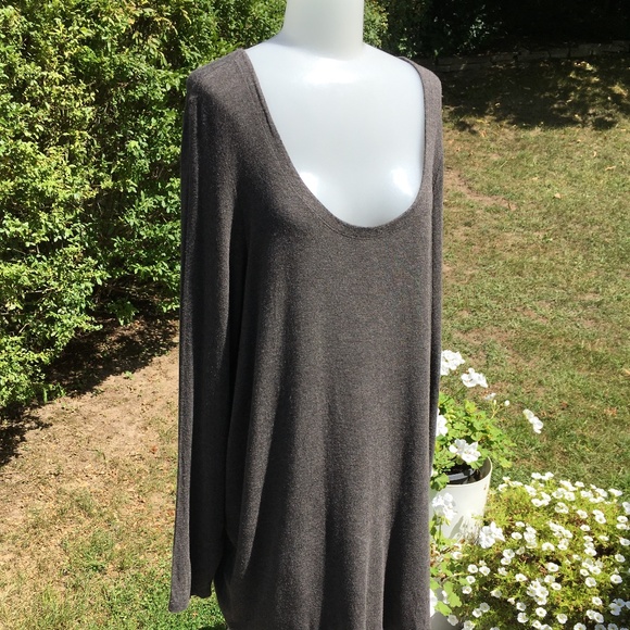 Eileen Fisher Scoop Neck Tunic Top Heathered Brown XL - Picture 1 of 9